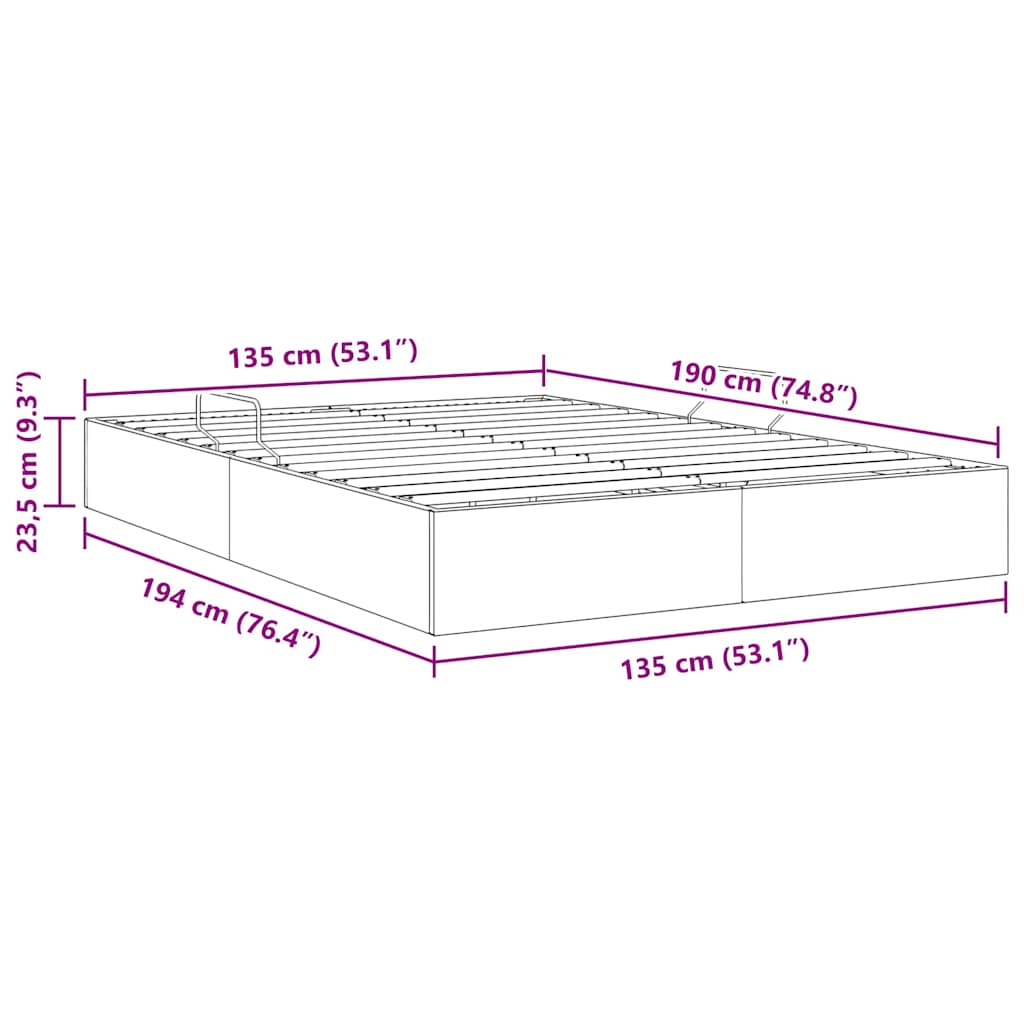 Krevet s od storage Svijetlo siva 135 x 190 cm tkanina