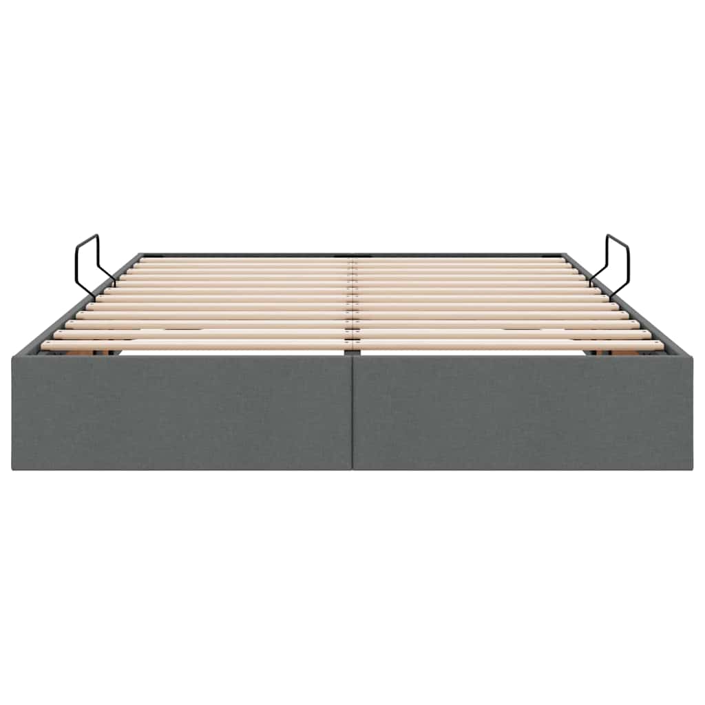 Krevet s od storage s pohranom Tamno siva 135 x 190 cm tkanina