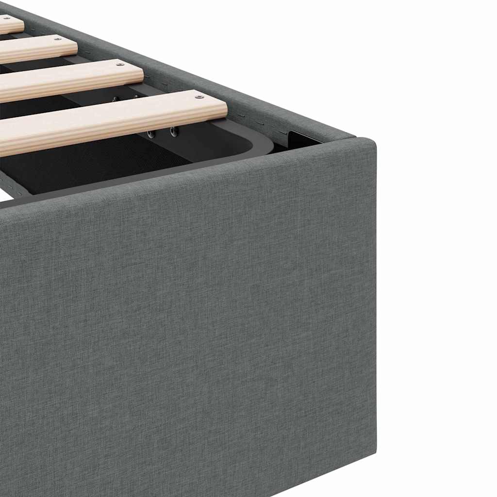 Krevet s od storage s madracem Tamno siva 193 x 203 cm tkanina