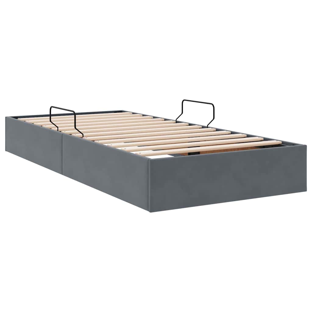 Krevet s od storage s uzglavljem Tamno siva 90 x 190 cm Baršun