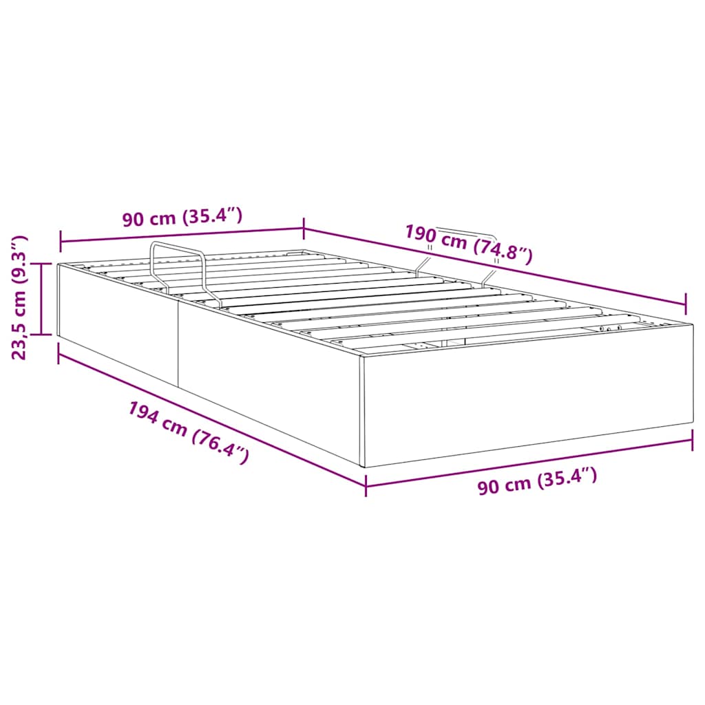 Krevet s od storage s uzglavljem Tamno siva 90 x 190 cm Baršun