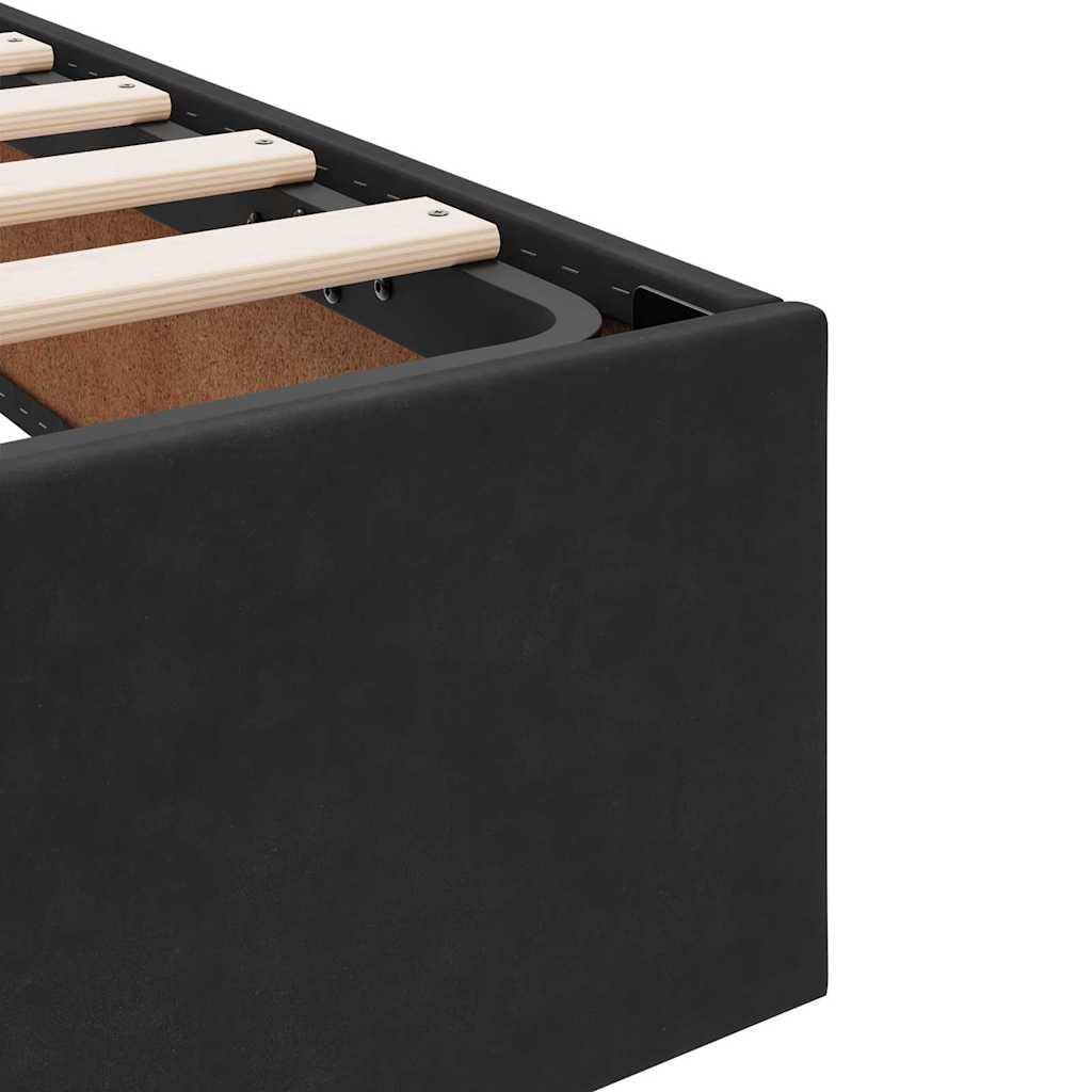 Krevet s od storage s uzglavljem Crna 90 x 190 cm Baršun