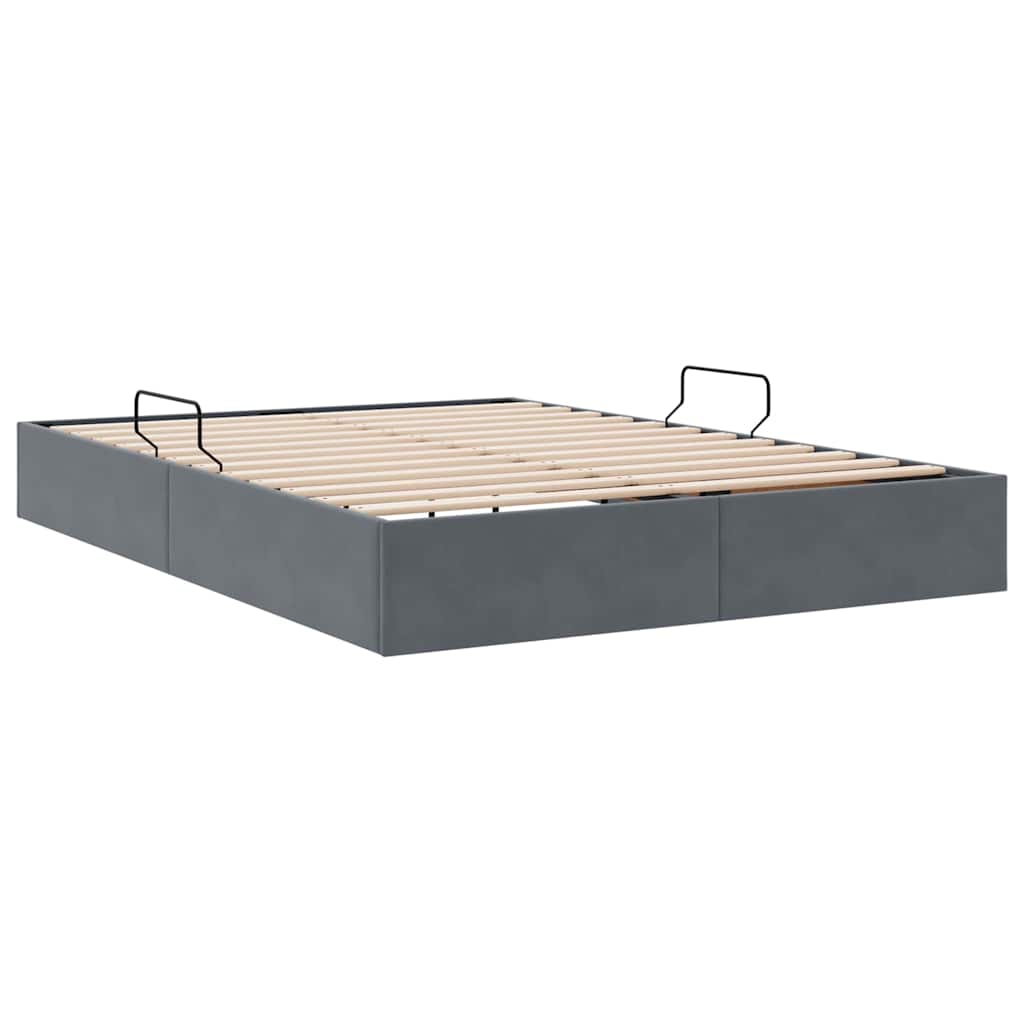 Krevet s od storage s uzglavljem Tamno siva 135 x 190 cm Baršun
