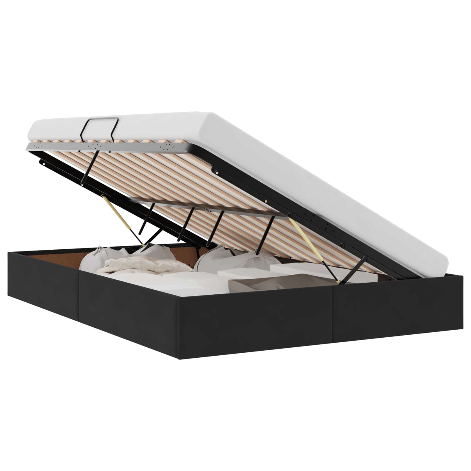 Krevet s od storage s uzglavljem Crna 135 x 190 cm Baršun