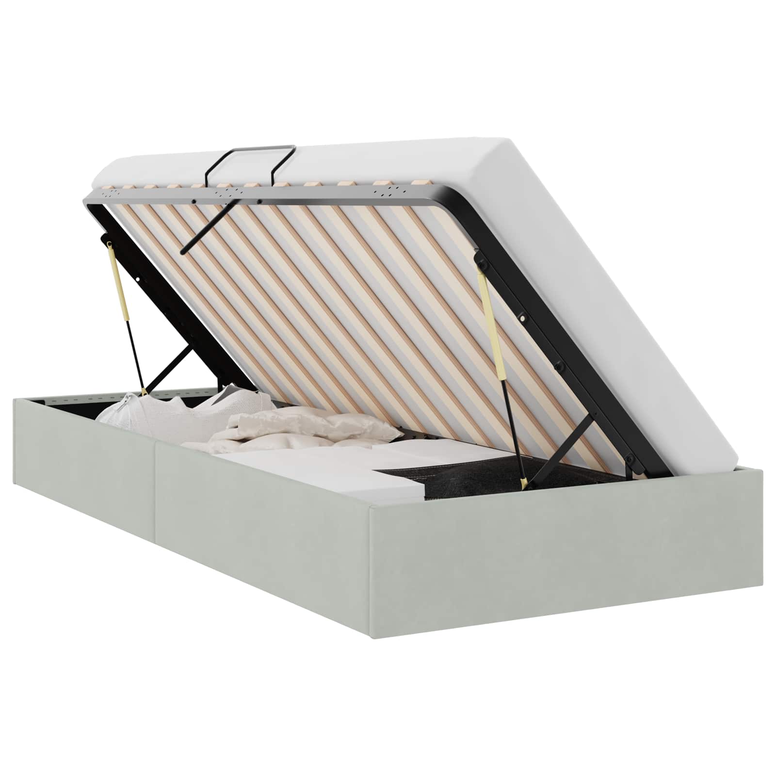 Krevet s od storage Svijetlo siva 100 x 203 cm Baršun