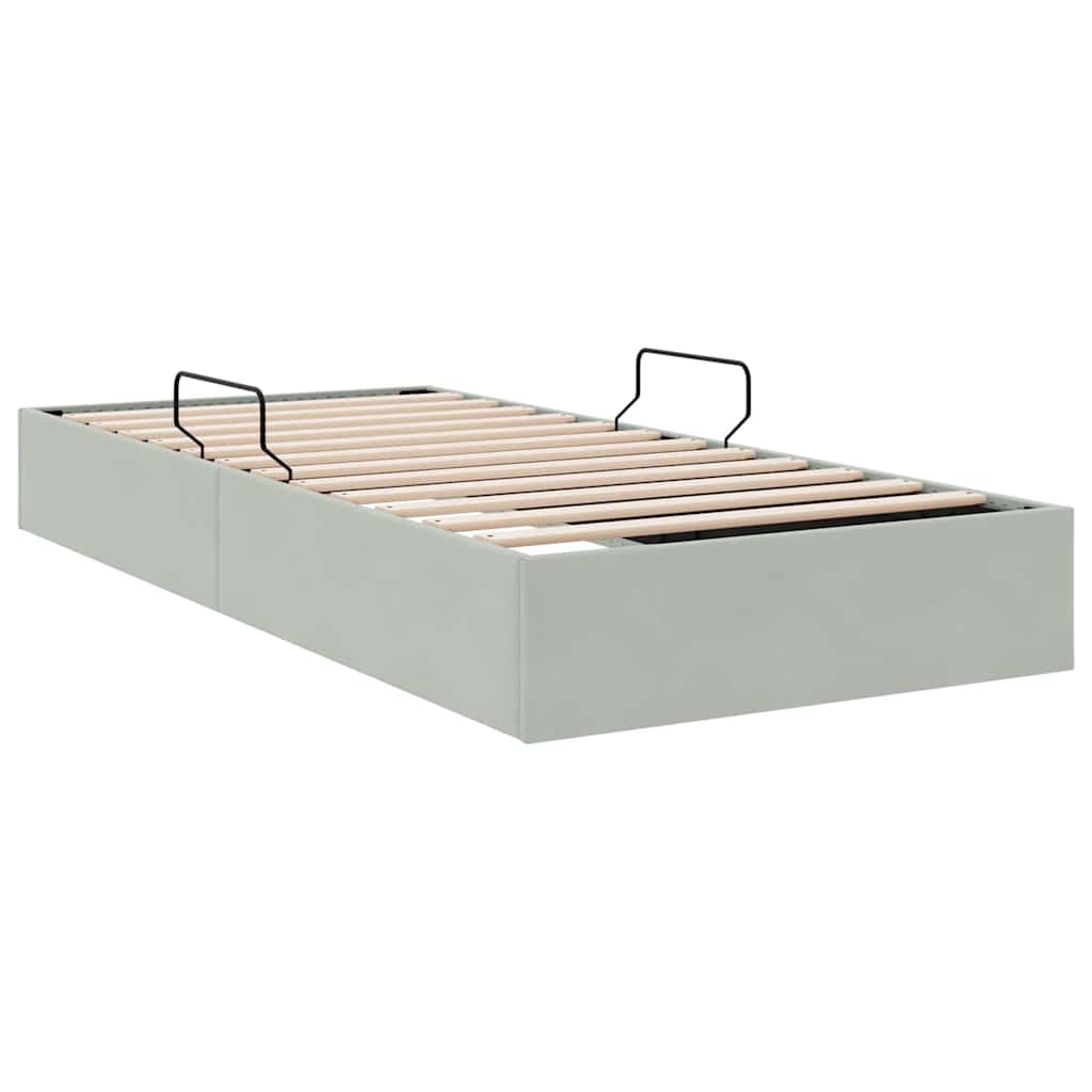 Krevet s od storage Svijetlo siva 100 x 203 cm Baršun