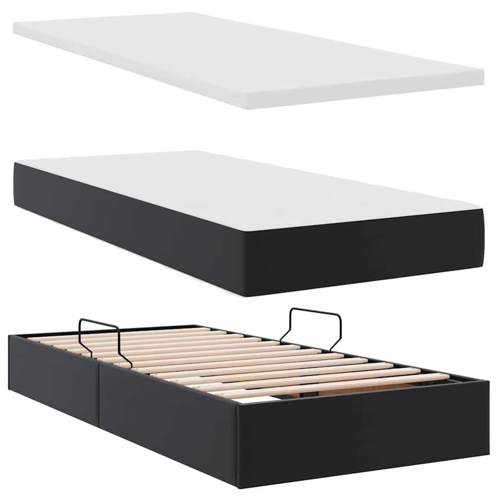 Krevet s madracem i skladištem Crna 90 x 200 cm Lažna koža