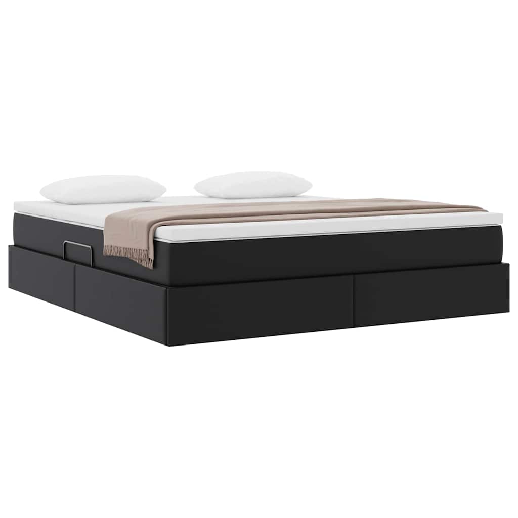Krevet s madracem i skladištem Crna 180 x 200 cm Lažna koža