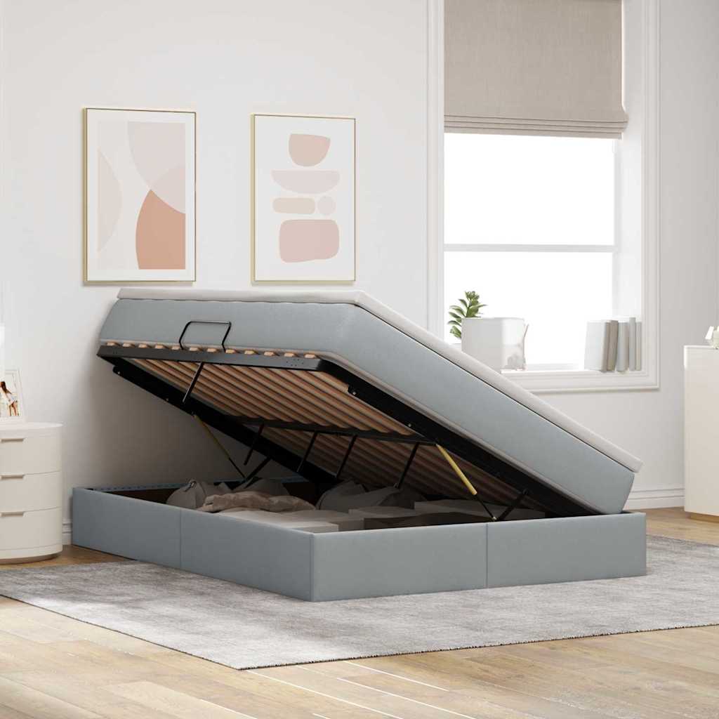 Krevet s madracem i skladištem Svijetlo siva 140 x 190 cm