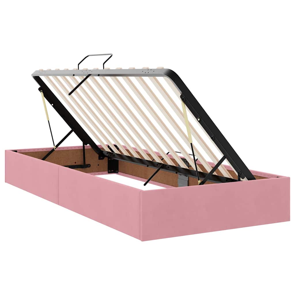 Krevet s madracem i skladištem Ružičasta 100 x 200 cm Baršun
