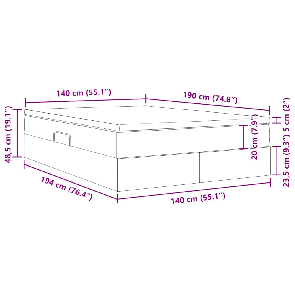 Krevet s madracem i skladištem Crna 140 x 190 cm Baršun