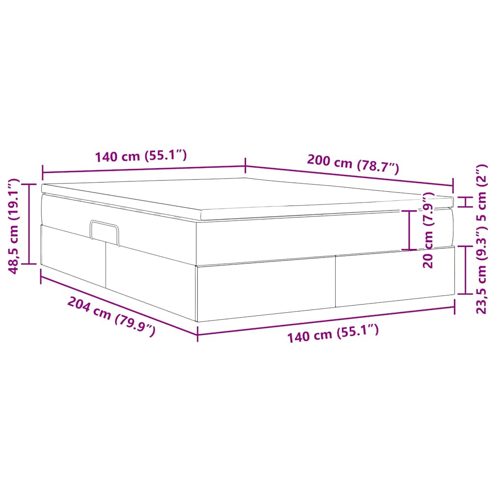 Krevet s madracem i skladištem Crna 140 x 200 cm Baršun