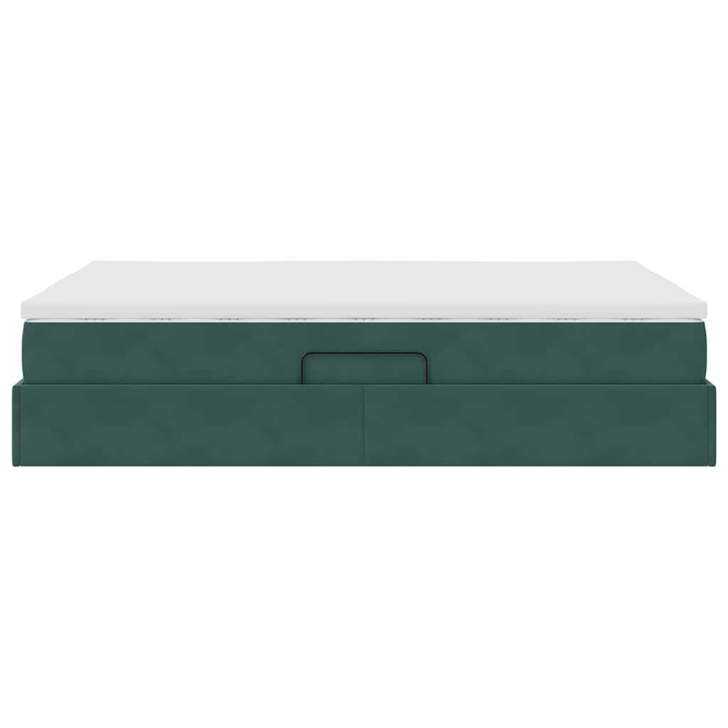 Krevet s madracem i skladištem Tamnozelena 140 x 200 cm Baršun
