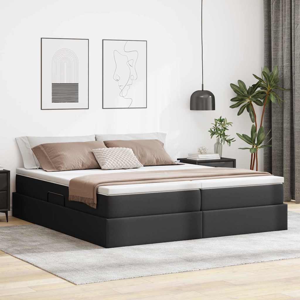 Krevet s madracem i skladištem Crna 180 x 200 cm Lažna koža