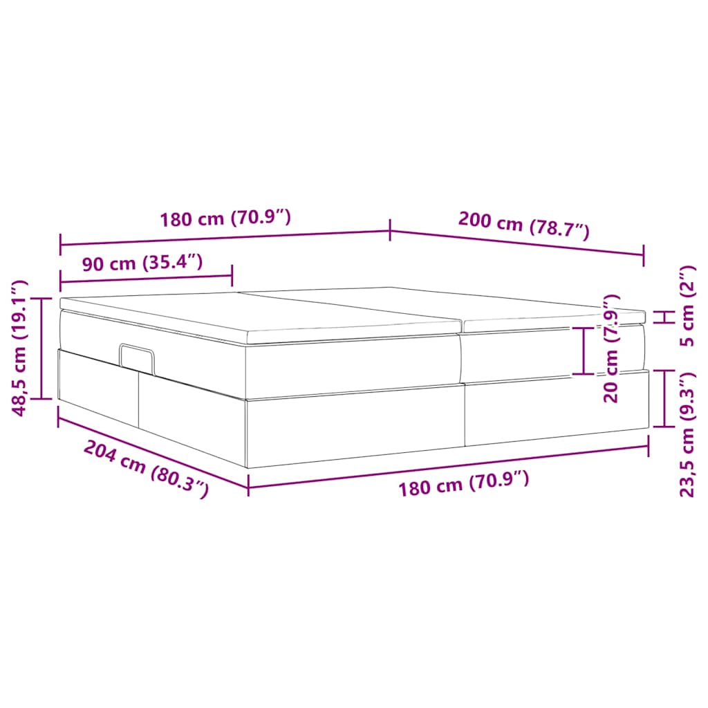 Krevet s madracem i skladištem Crna 180 x 200 cm Poliester