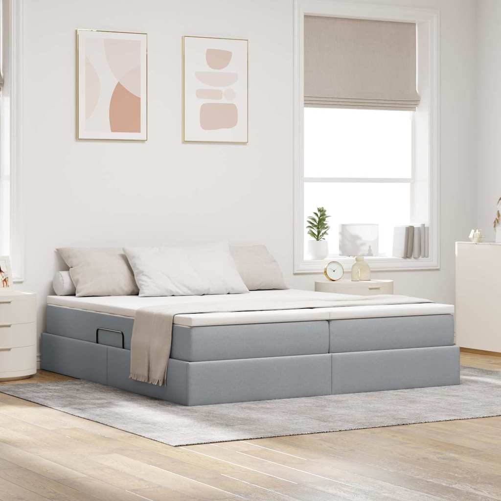 Krevet s madracem i skladištem Svijetlo siva 200 x 200 cm