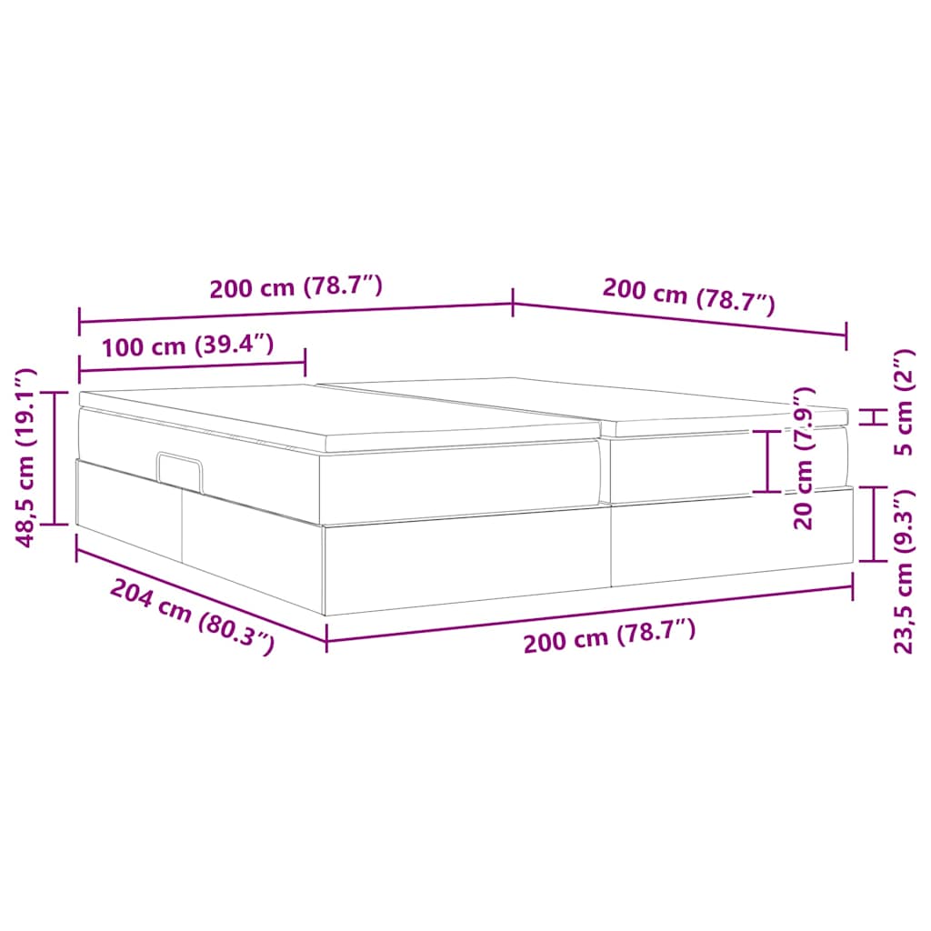 Krevet s madracem i skladištem Svijetlo siva 200 x 200 cm