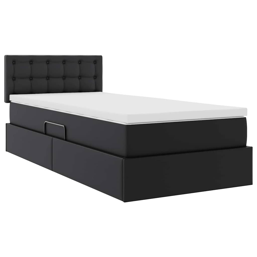 Krevet s madracem i skladištem Crna 100 x 200 cm Lažna koža