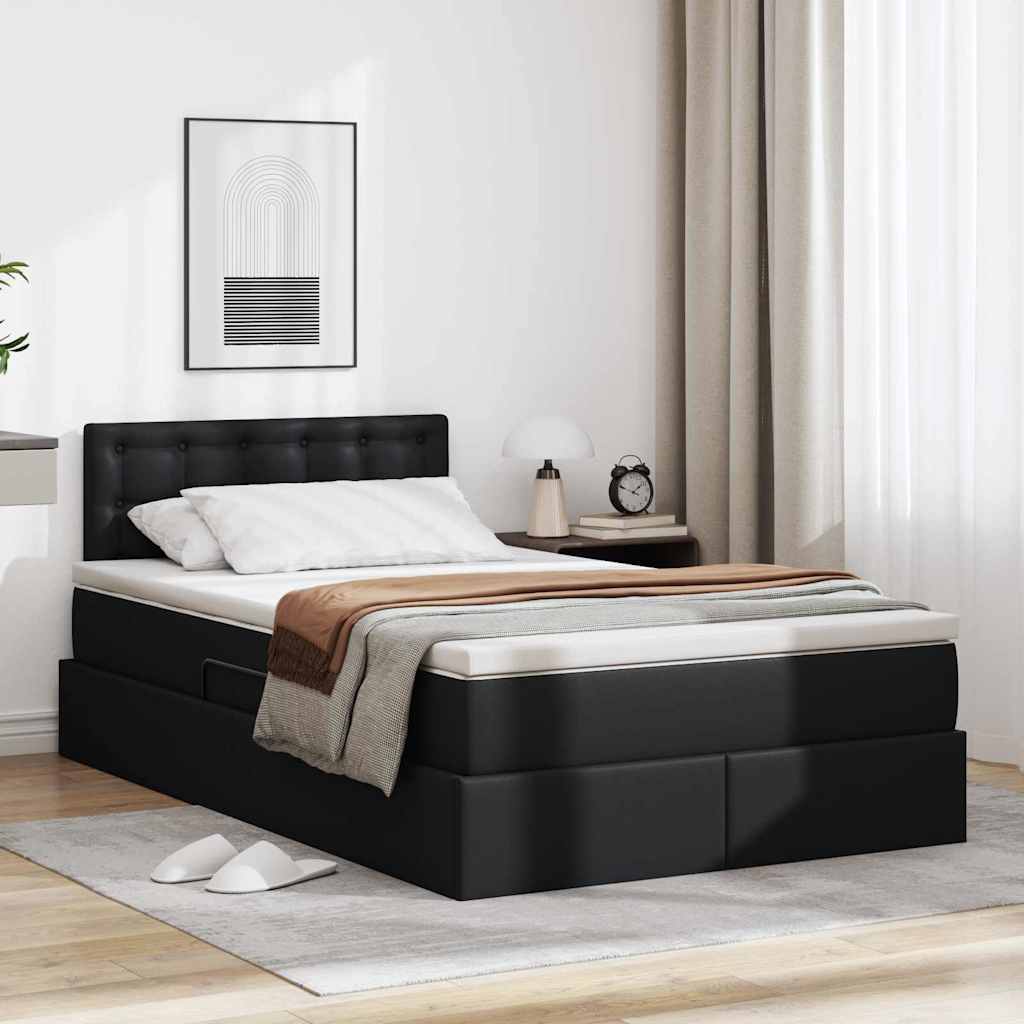 Krevet s madracem i skladištem Crna 120 x 200 cm Lažna koža