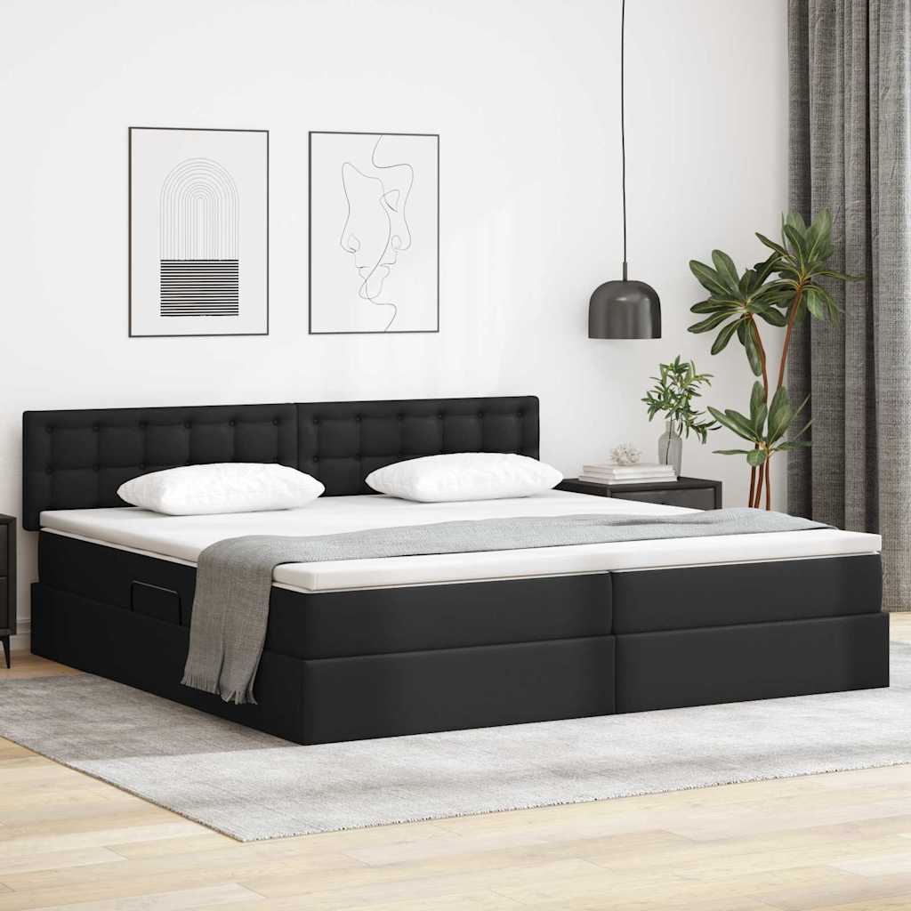 Krevet s madracem i skladištem Crna 200 x 200 cm Lažna koža