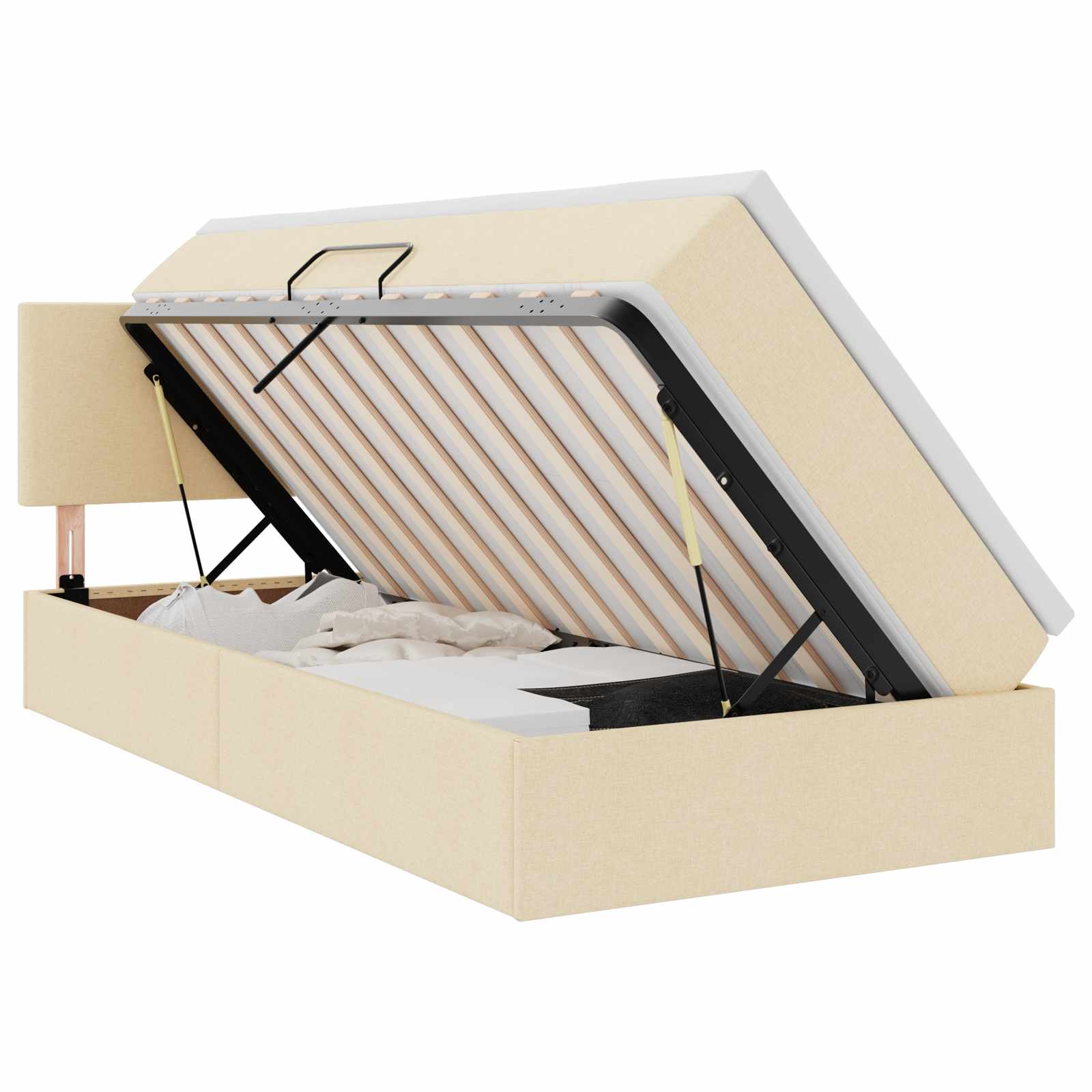 Krevet s madracem i skladištem s madracem Krema 90 x 200 cm