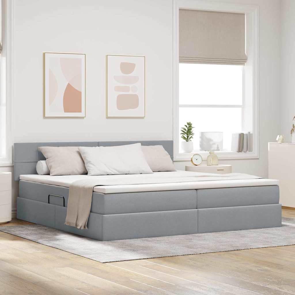 Krevet s madracem i skladištem Svijetlo siva 200 x 200 cm