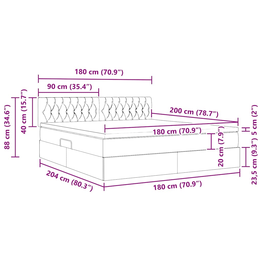 Krevet s madracem i skladištem Tamno siva 180 x 200 cm