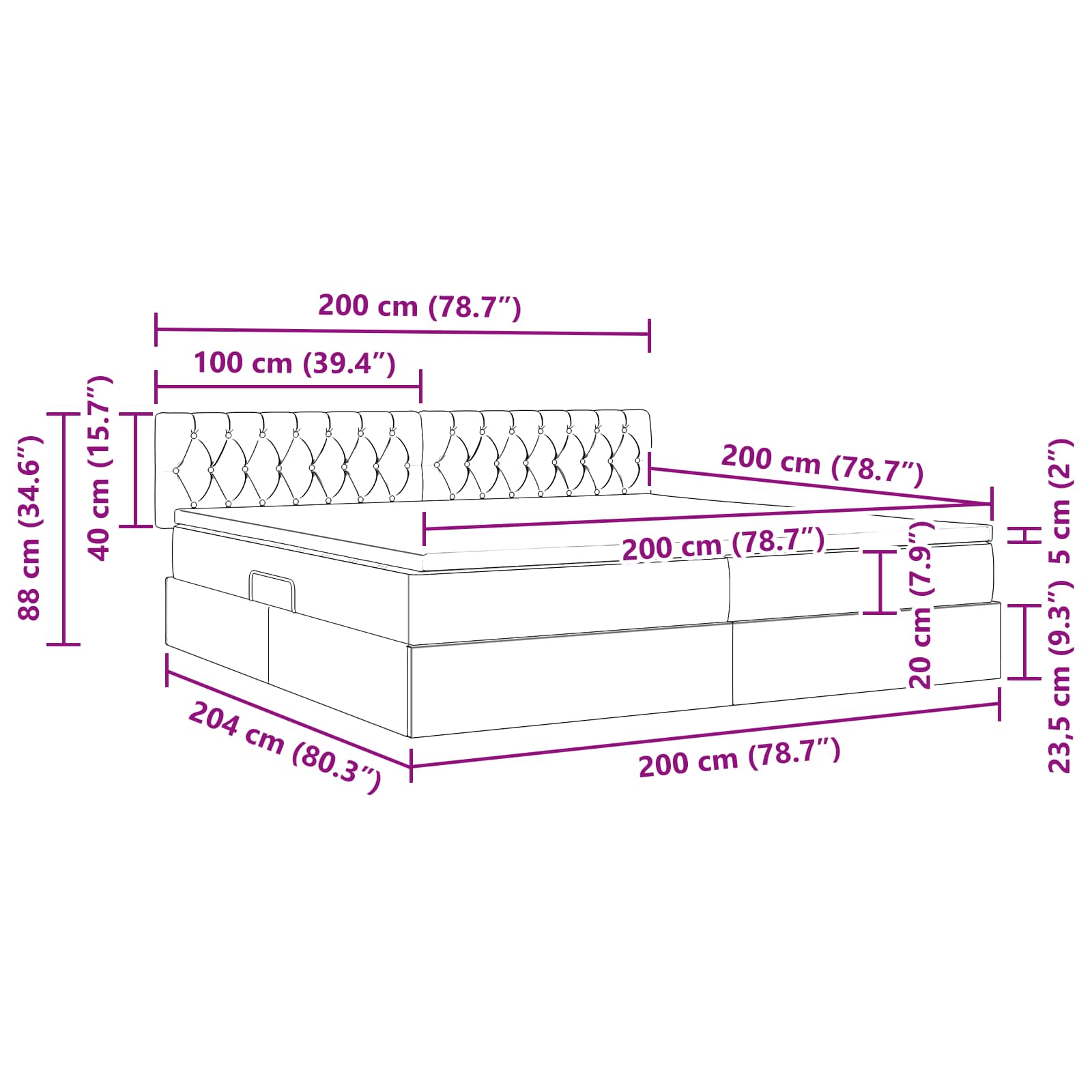 Krevet s madracem i skladištem Svijetlo siva 200 x 200 cm