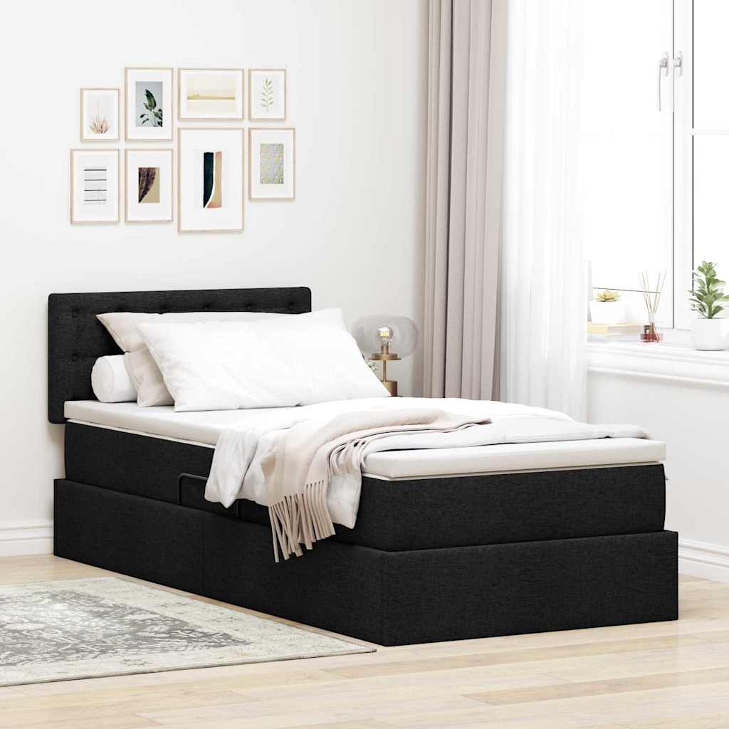 Krevet s madracem i skladištem s madracem Crna 90 x 200 cm