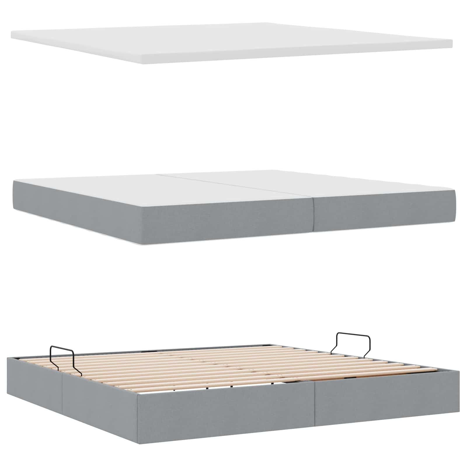 Krevet s madracem i skladištem Svijetlo siva 200 x 200 cm