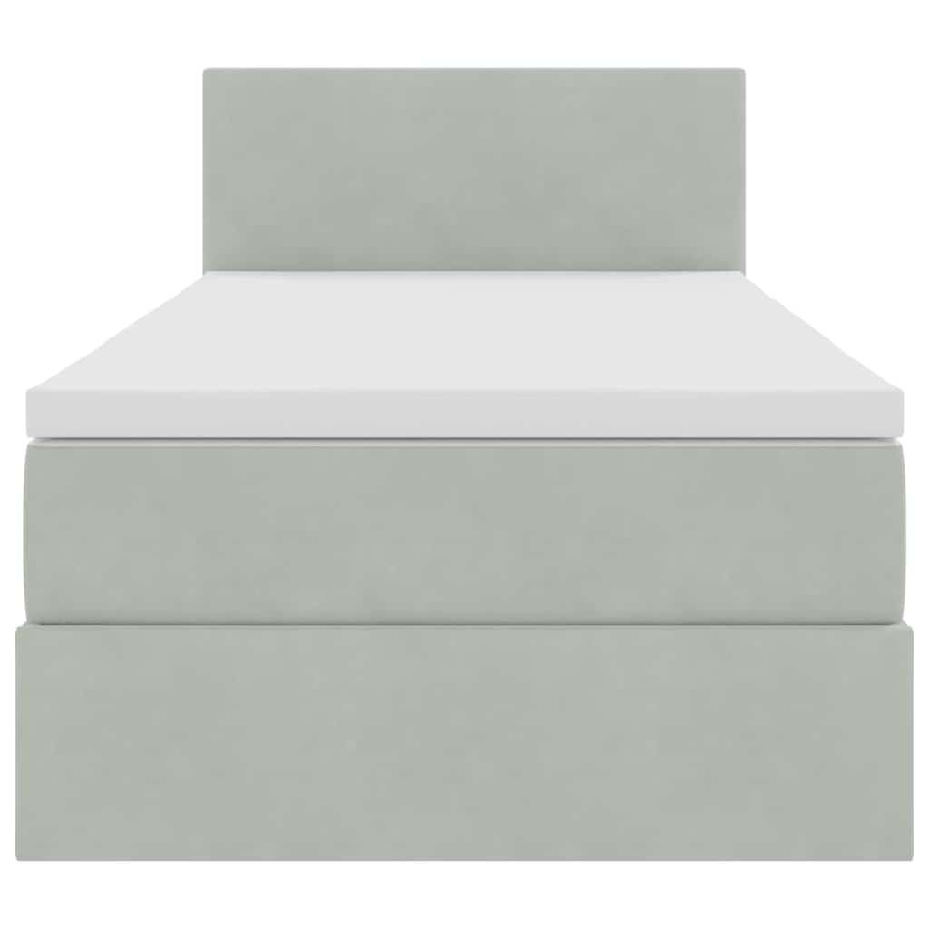 Krevet s od storage s madracem Svijetlo siva 90 x 190 cm Baršun