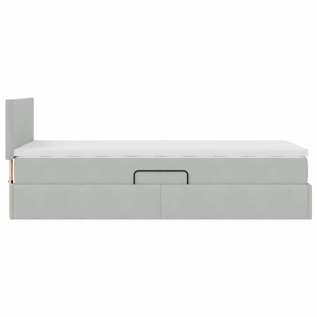 Krevet s od storage s madracem Svijetlo siva 90 x 190 cm Baršun