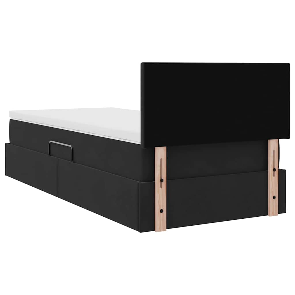 Krevet s od storage s madracem Crna 90 x 190 cm Baršun