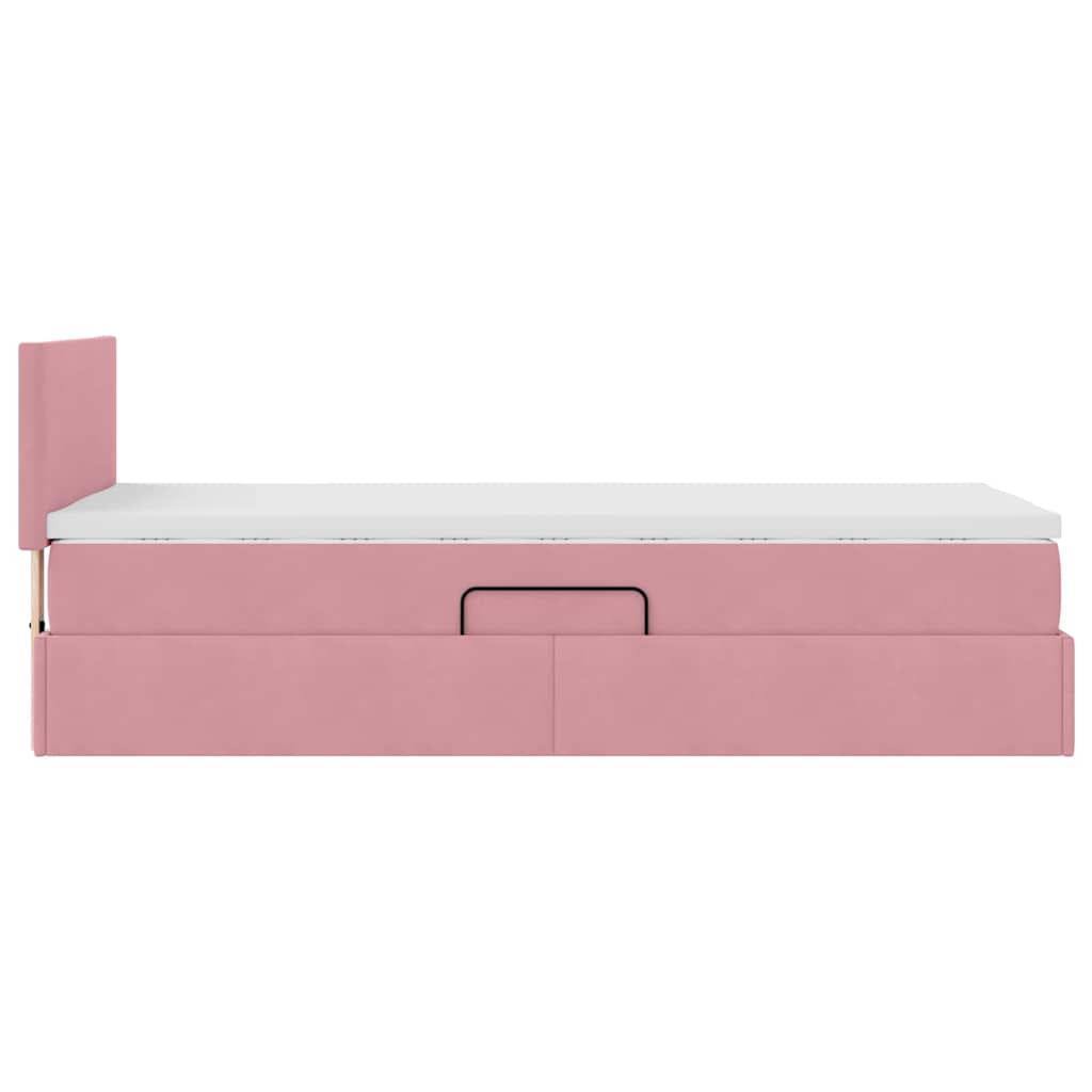 Krevet s od storage s madracem Ružičasta 90 x 200 cm Baršun