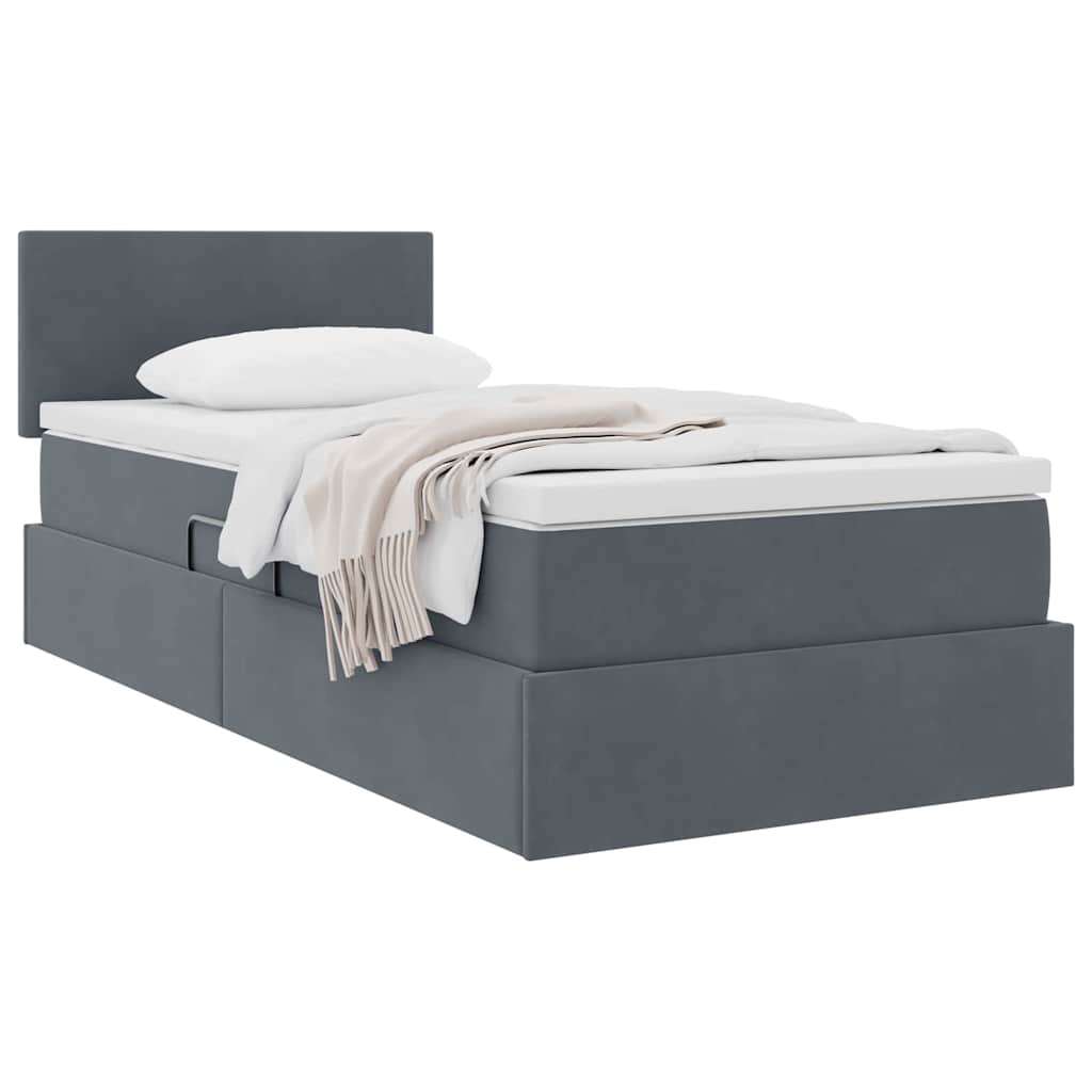 Krevet s od storage s madracem Tamno siva 100 x 200 cm Baršun