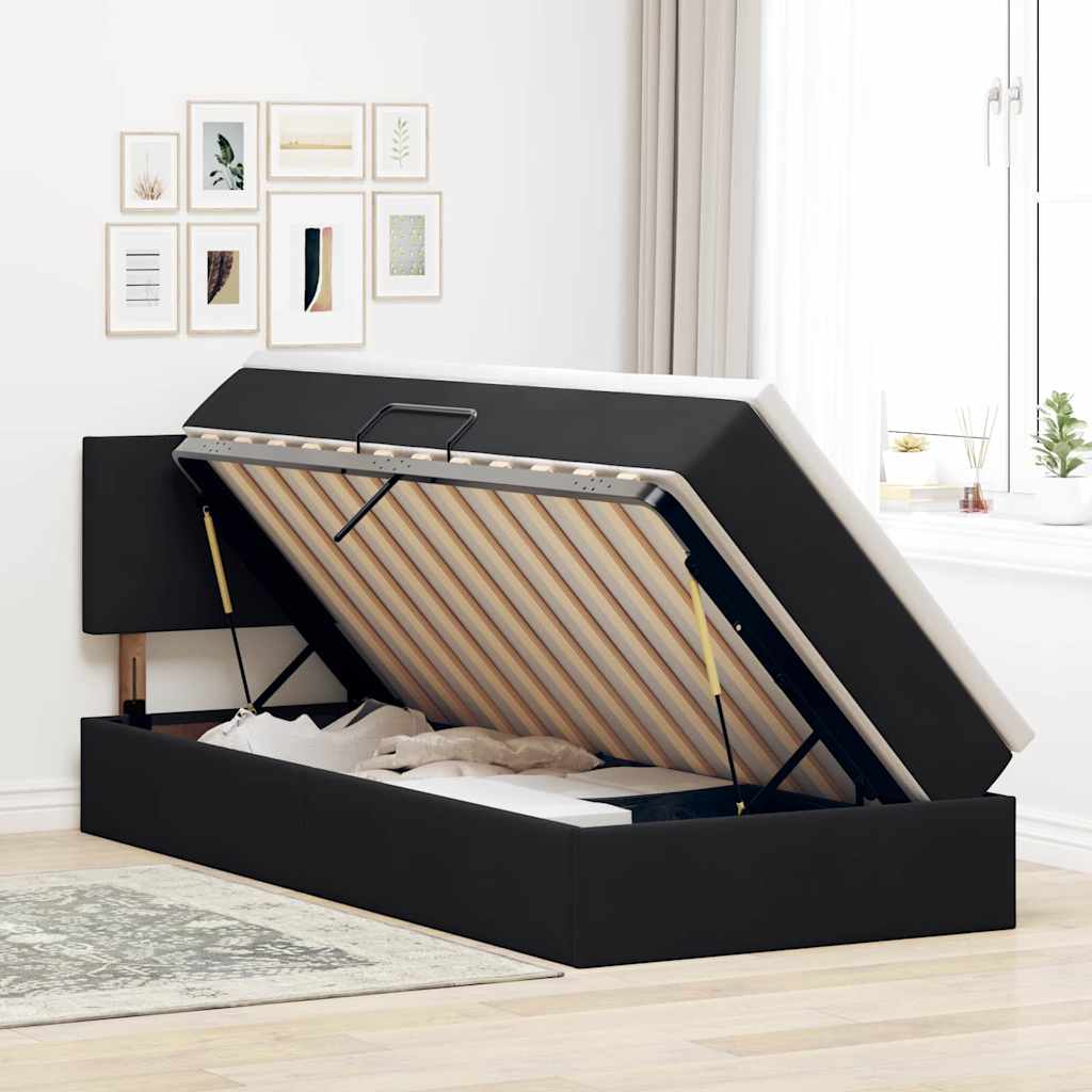 Krevet s od storage s madracem Crna 100 x 200 cm Baršun