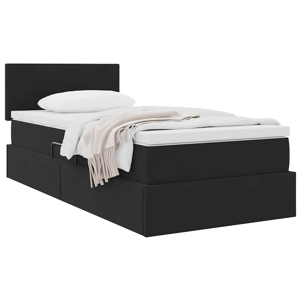 Krevet s od storage s madracem Crna 100 x 200 cm Baršun