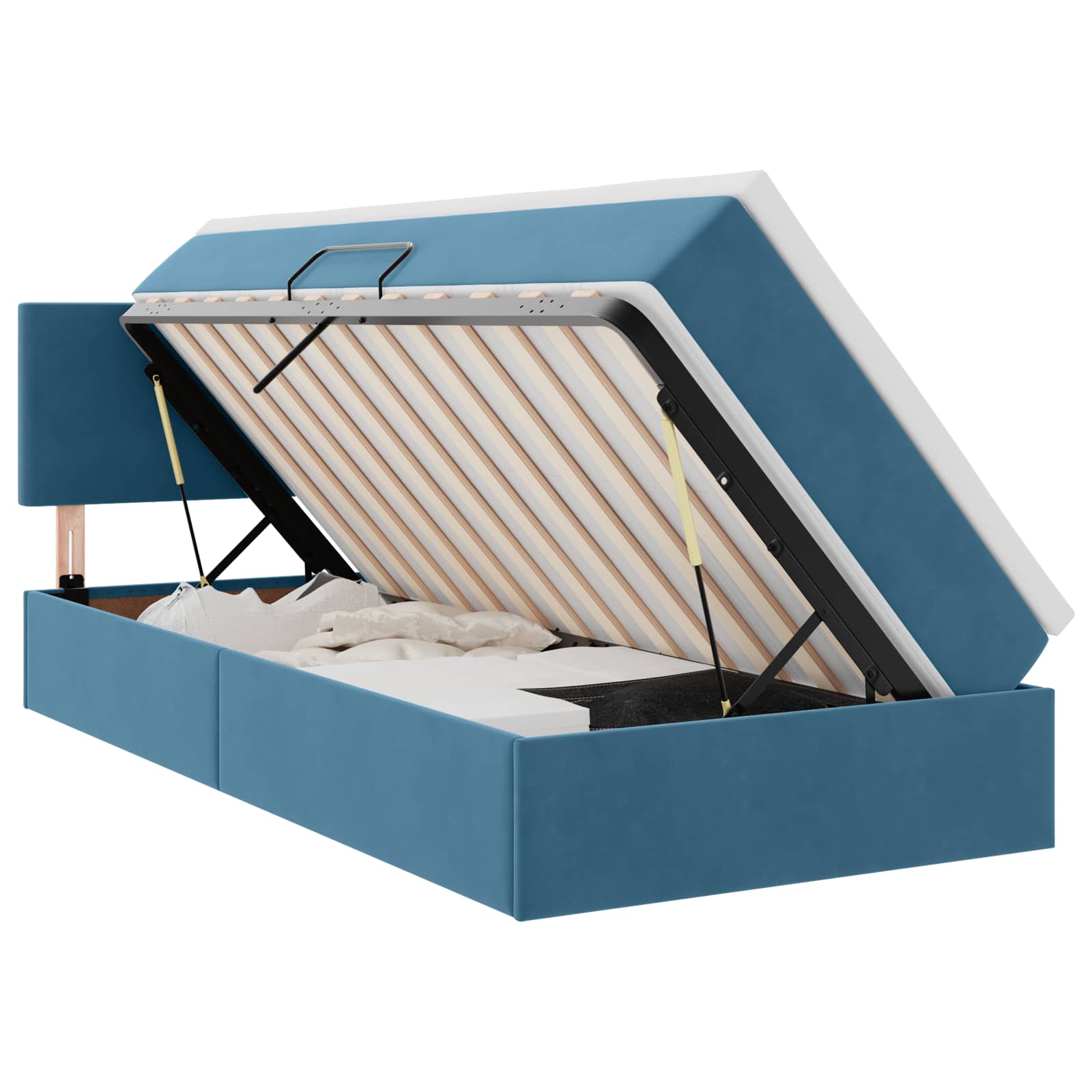 Krevet s od storage s madracem Tamno plava 100 x 200 cm Baršun