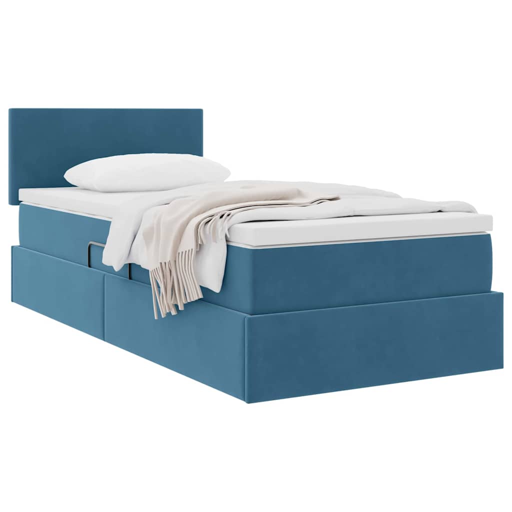 Krevet s od storage s madracem Tamno plava 100 x 200 cm Baršun