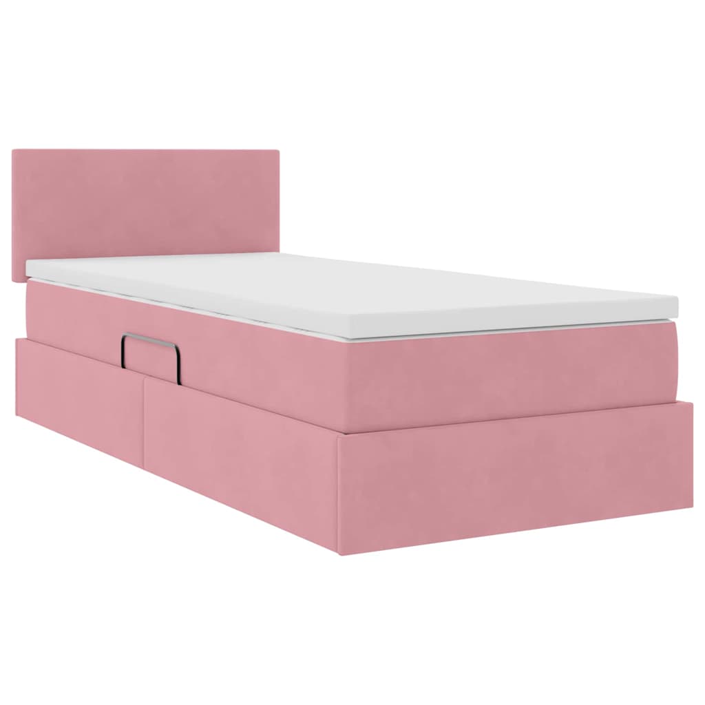 Krevet s od storage s madracem Ružičasta 100 x 200 cm Baršun