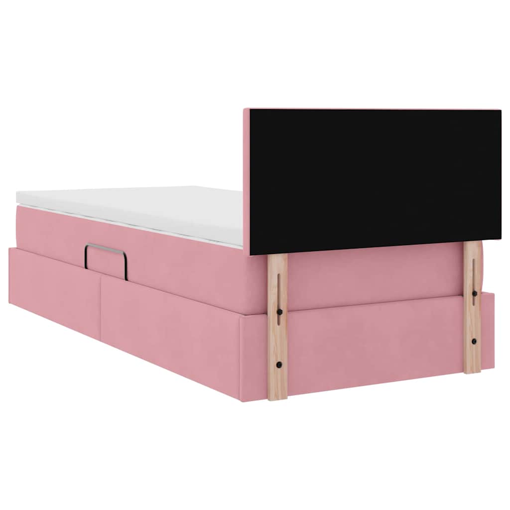 Krevet s od storage s madracem Ružičasta 100 x 200 cm Baršun