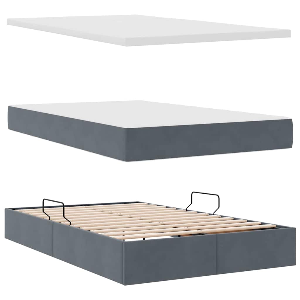Krevet s od storage s madracem Tamno siva 120 x 190 cm Baršun