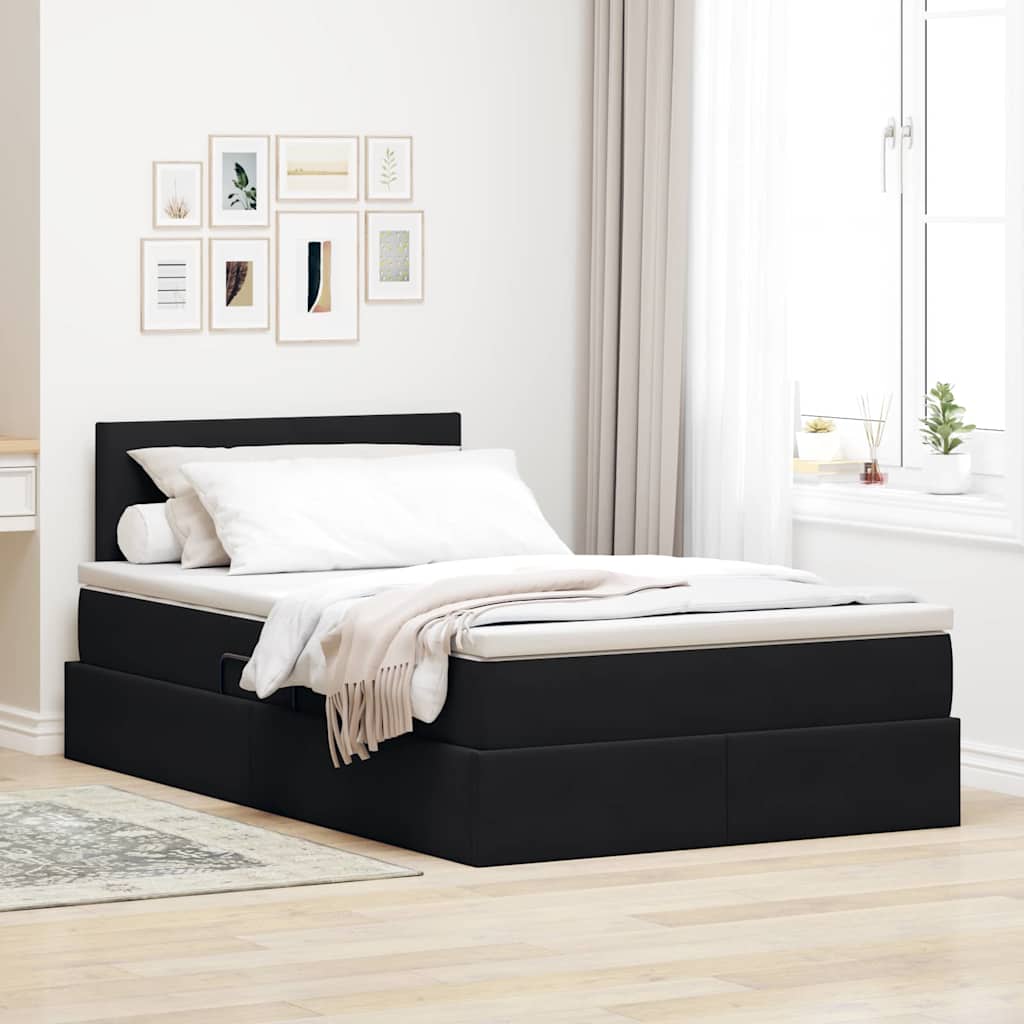 Krevet s od storage s madracem Crna 120 x 190 cm Baršun