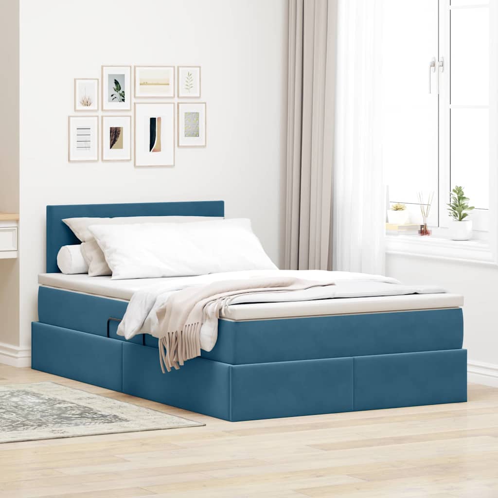 Krevet s od storage s madracem Plava 120 x 190 cm Baršun