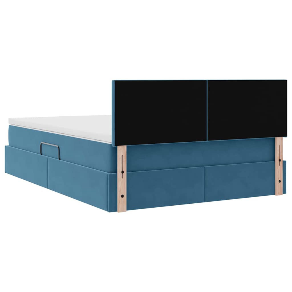 Krevet s od storage s madracem Tamno plava 140 x 190 cm Baršun