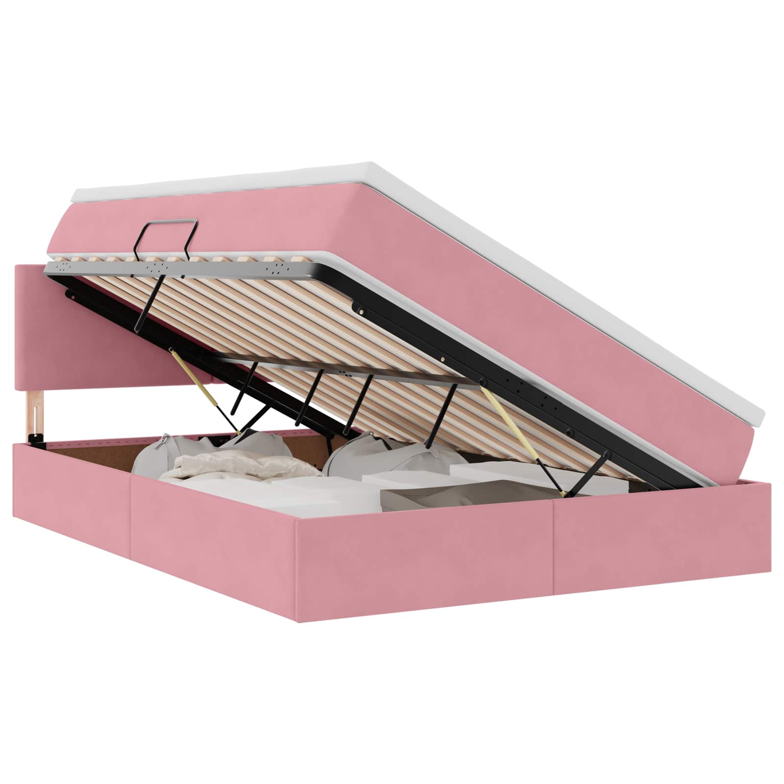 Krevet s od storage s madracem Ružičasta 140 x 190 cm Baršun