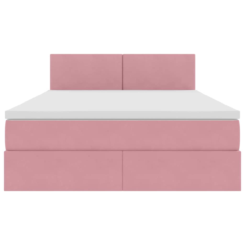Krevet s od storage s madracem Ružičasta 140 x 190 cm Baršun