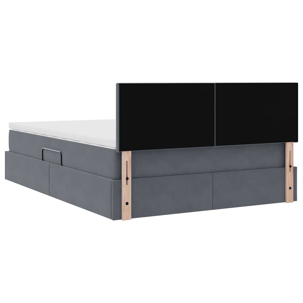 Krevet s od storage s madracem Tamno siva 140 x 200 cm Baršun