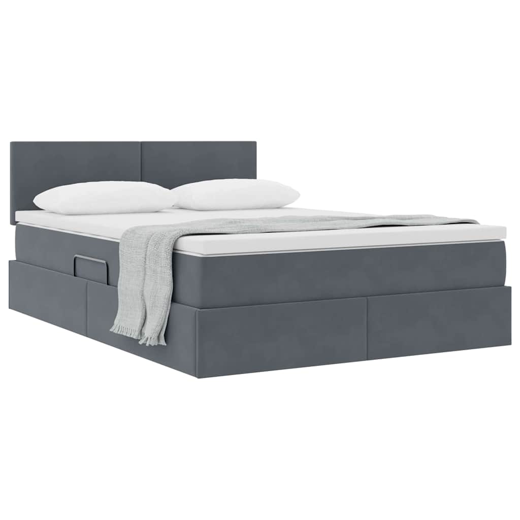 Krevet s od storage s madracem Tamno siva 140 x 200 cm Baršun