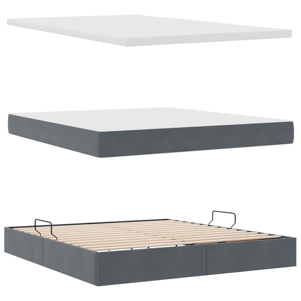 Krevet s od storage s madracem Tamno siva 160 x 200 cm Baršun